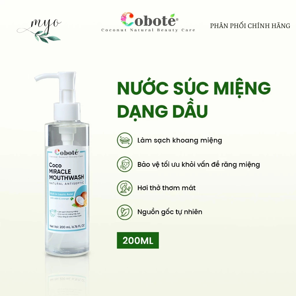 Dầu Súc Miệng Cobote 200ml (Dầu dừa tươi kết hợp tinh chất cam; bạc hà) - Ảnh 3