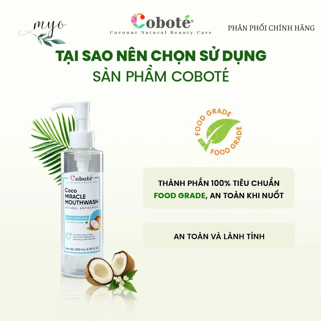 Dầu Súc Miệng Cobote 200ml (Dầu dừa tươi kết hợp tinh chất cam; bạc hà) - Ảnh 6