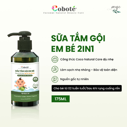 Dầu Tắm Gội Em Bé Cobote 160ml Làm Sạch Dịu Nhẹ, Lành Tính