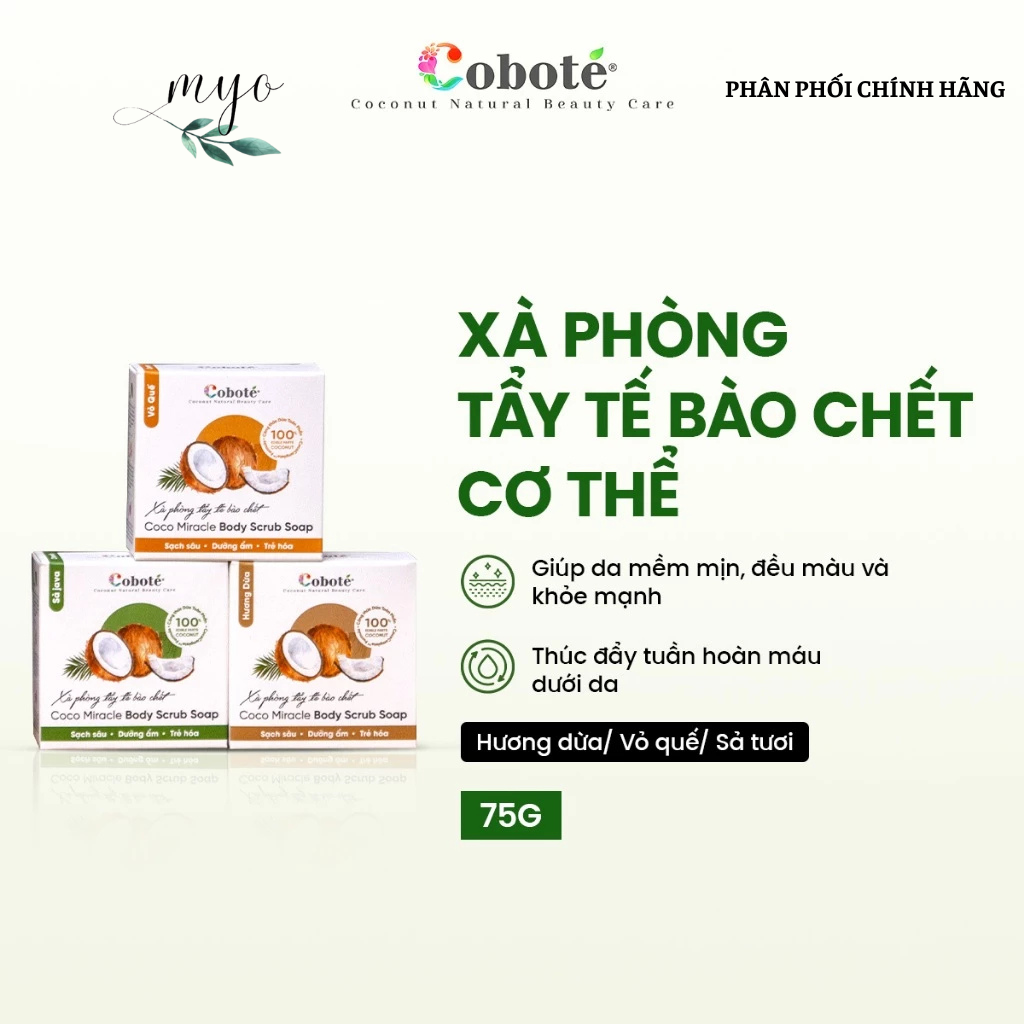 Xà Phòng Tẩy Tế Bào Chết Cobote 75g (Hương dừa/ Hương sả/ Hương quế)