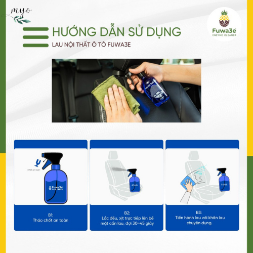 Lau Nội Thất Ô Tô Fuwa3e 300ml (Tinh Dầu Hương Nhu, Bạc Hà) - Ảnh 3