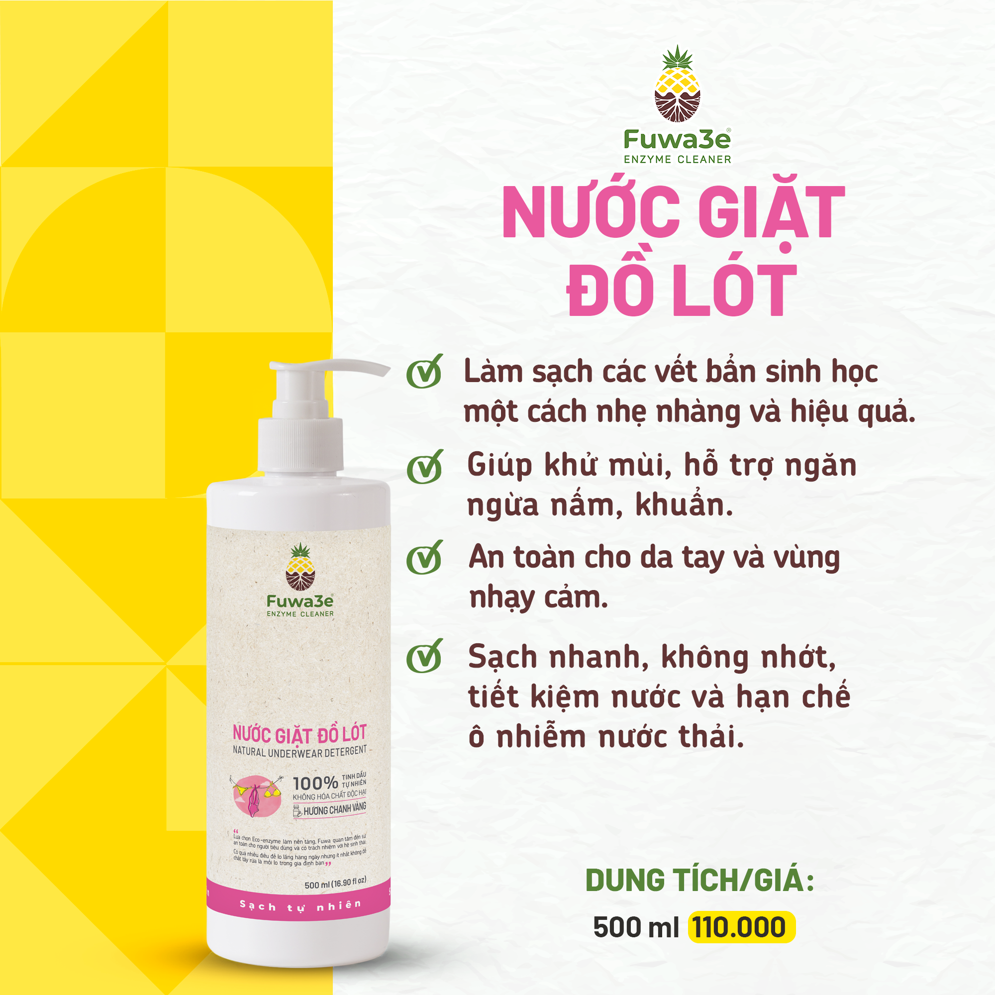 Nước Giặt Đồ Lót Fuwa3e 500ml - Ảnh 2